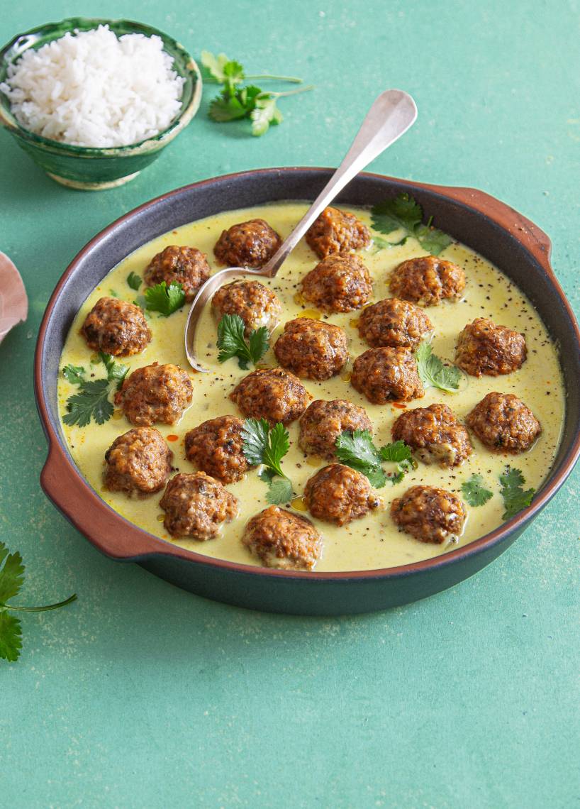 Hackbällchen „India“ mit Reis