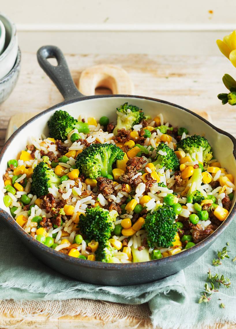 Reispfanne mit Hackfleisch