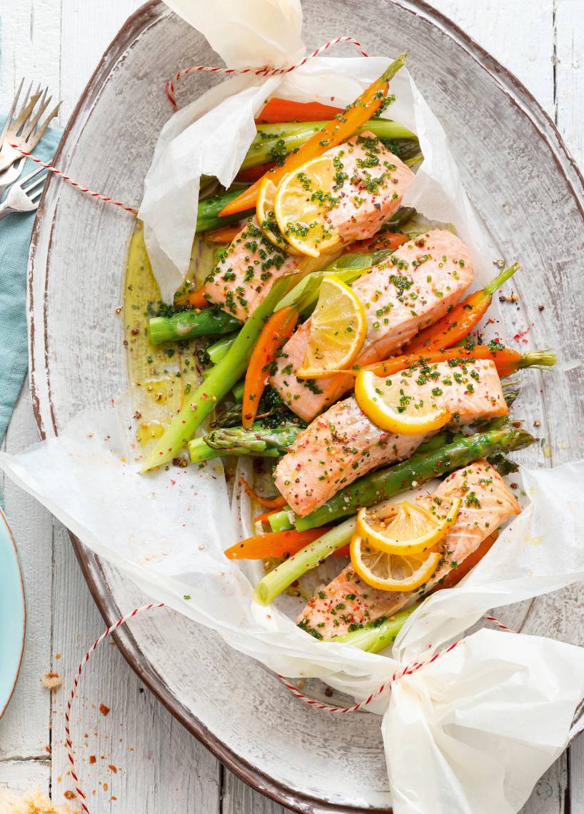 Spargel-Lachs-Päckchen