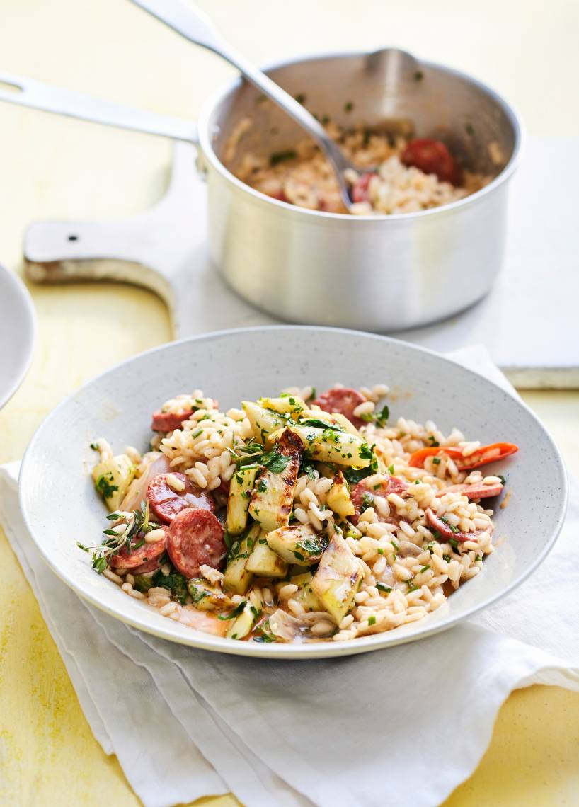 Spargel-Risotto mit Chorizo