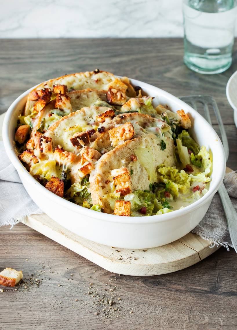 Wirsing-Brot-Auflauf