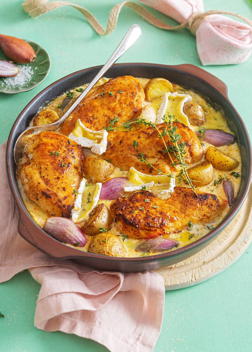 Camembert-Hähnchen mit Drillingen