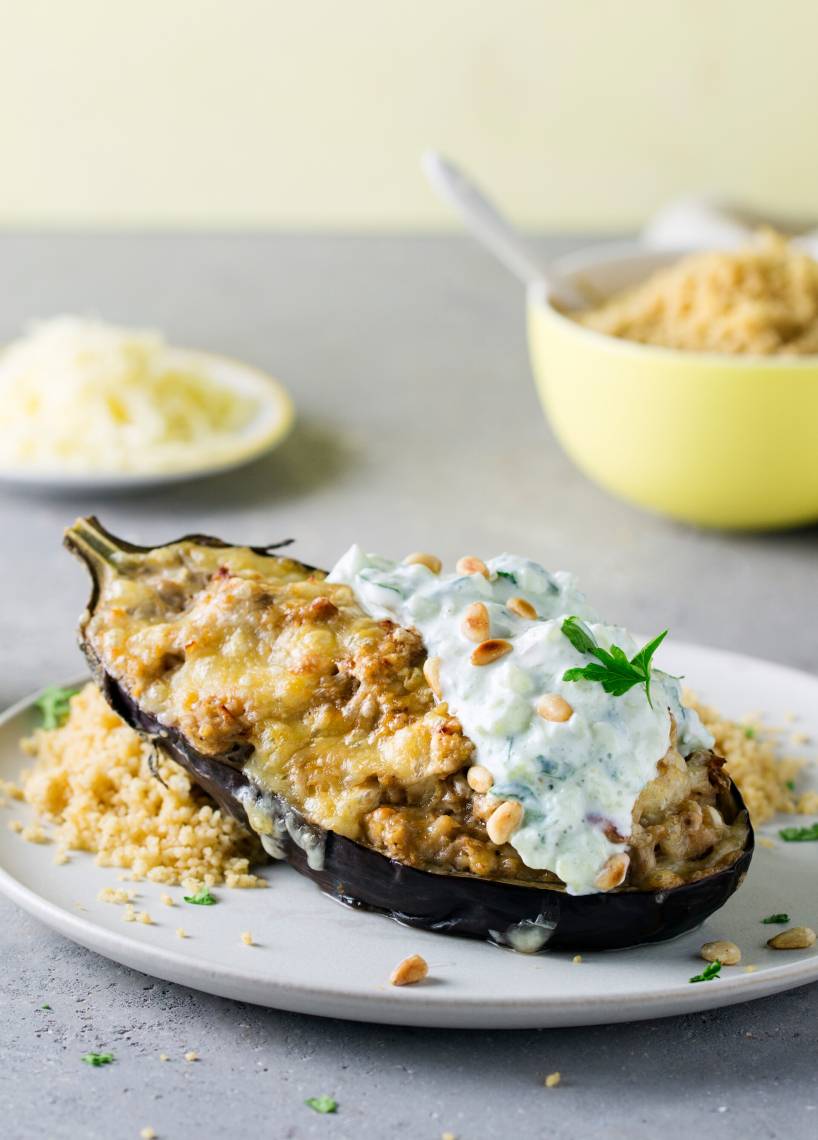 Gefüllte Auberginen mit Thunfisch und Couscous