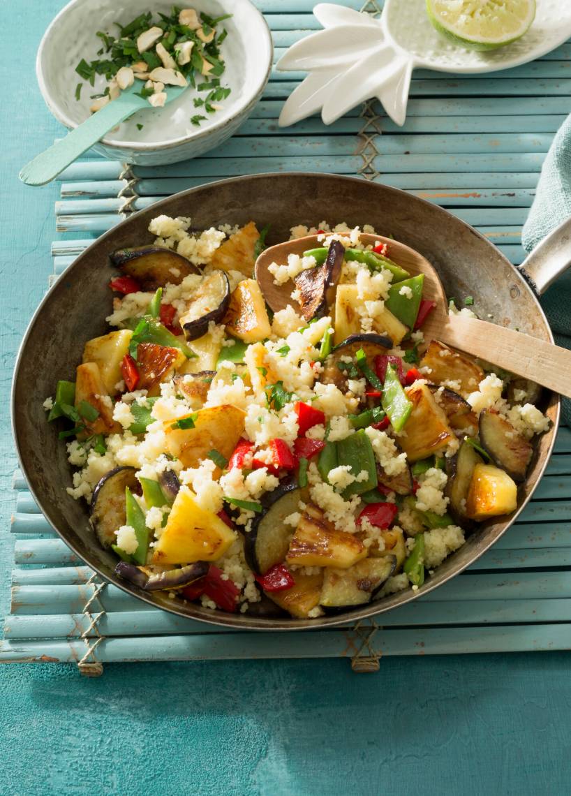 Karibik-Couscous-Pfanne mit Ananas
