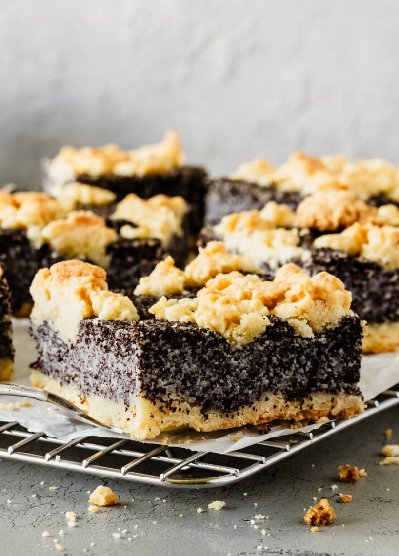 Mohnkuchen vom Blech mit Streusel