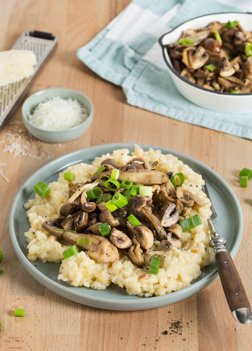 Pilzrisotto mit gebratenen Pilzen