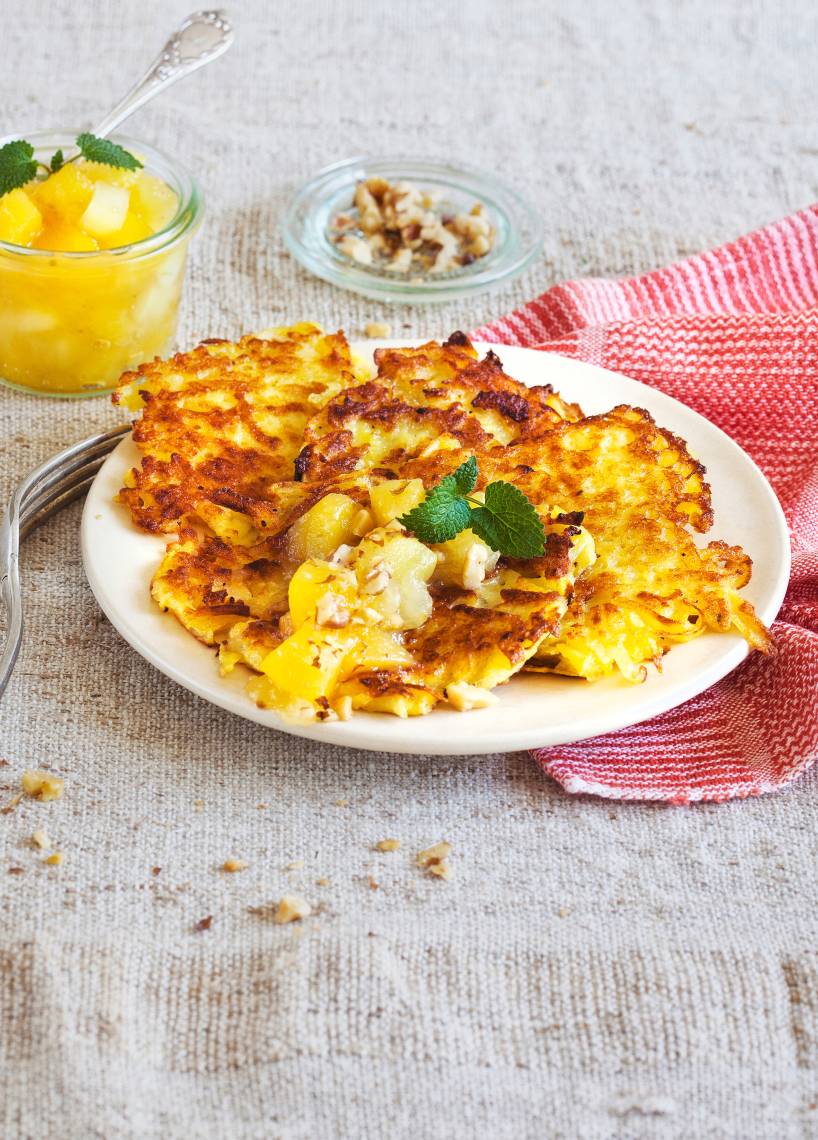 Kartoffelpuffer mit Aprikosen-Apfelmus