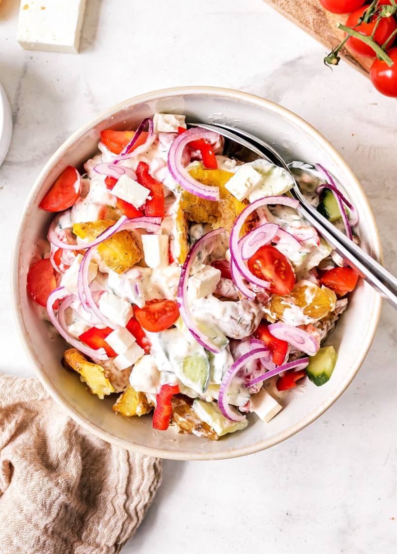 Smashed Potato Salad nach griechischer Art