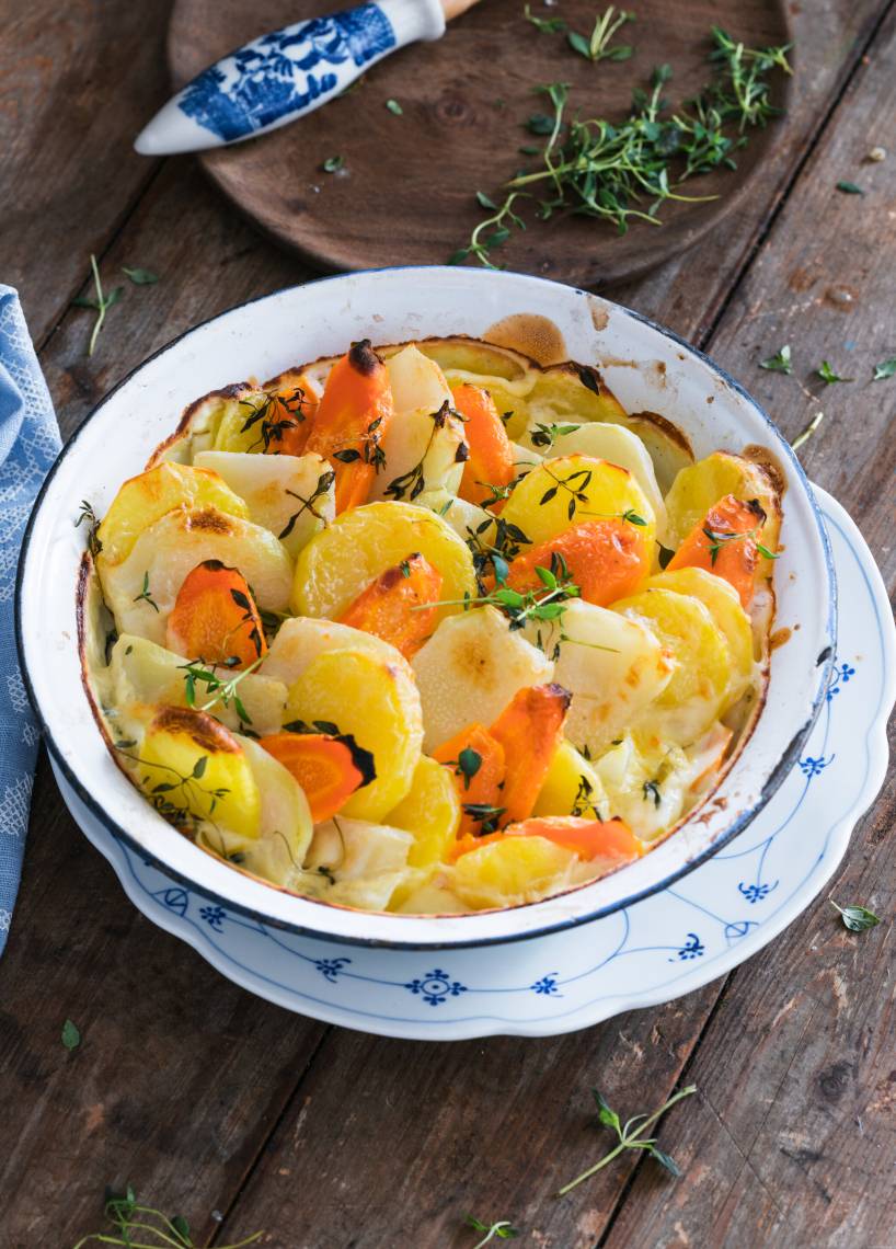 Buntes Kartoffelgratin