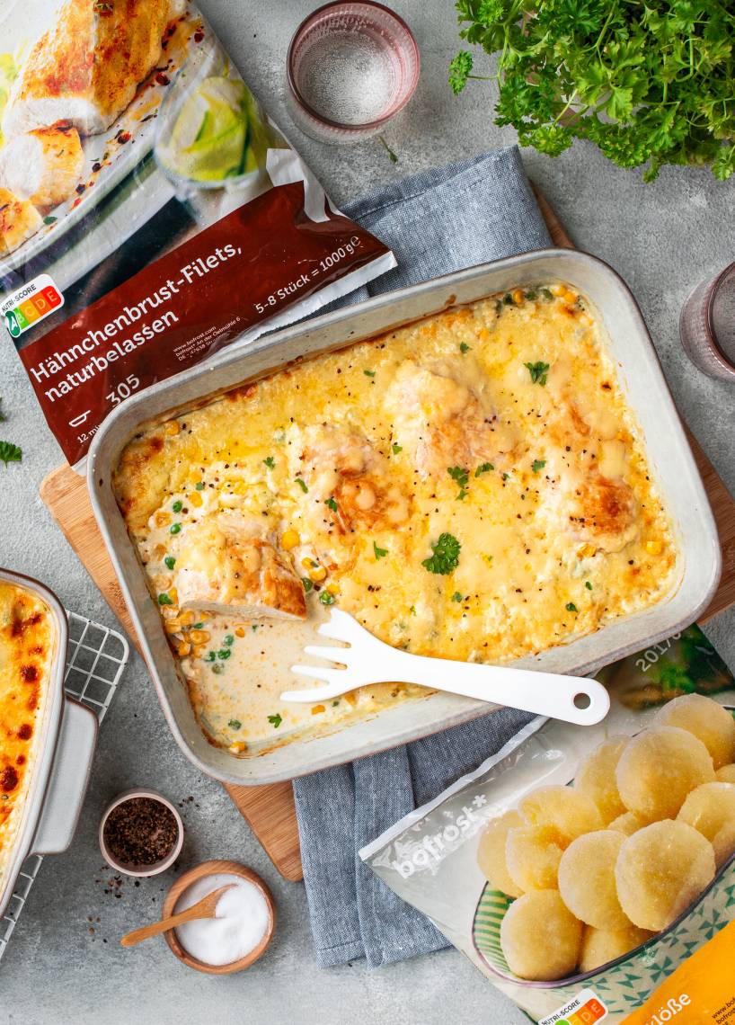 Feierabendauflauf mit Hähnchen