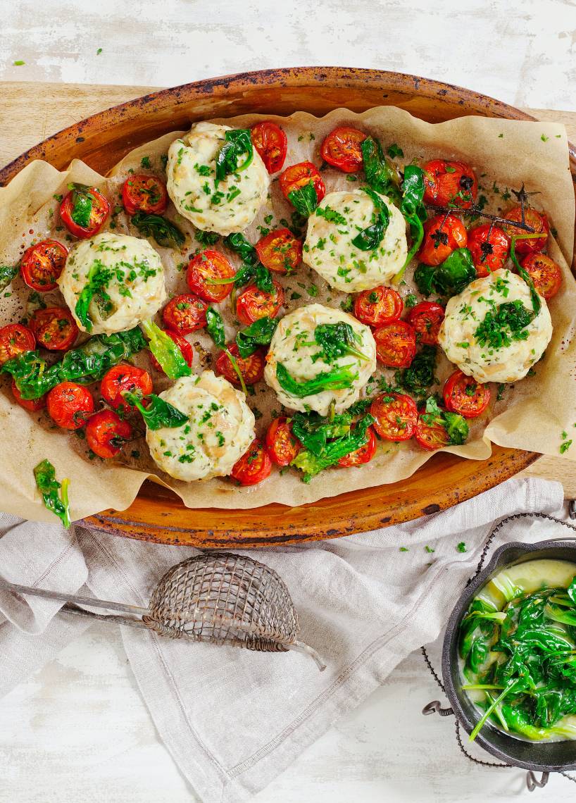 Quarkknödel mit Ofentomaten