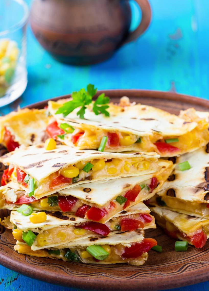 Quesadillas mit Mais und Paprika