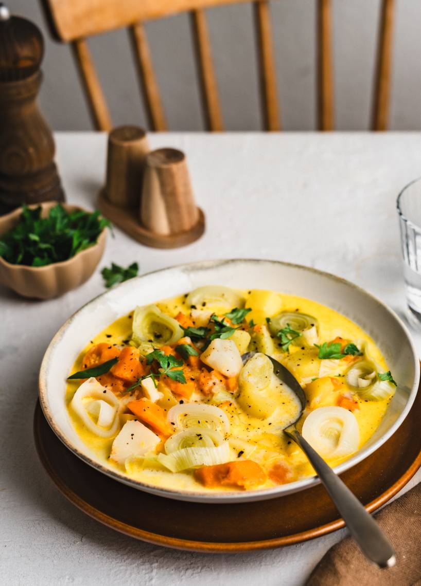 Großer Käse-Lauch-Topf