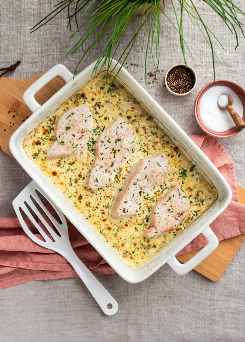 Putenschnitzel in Kräuter-Rahm-Soße