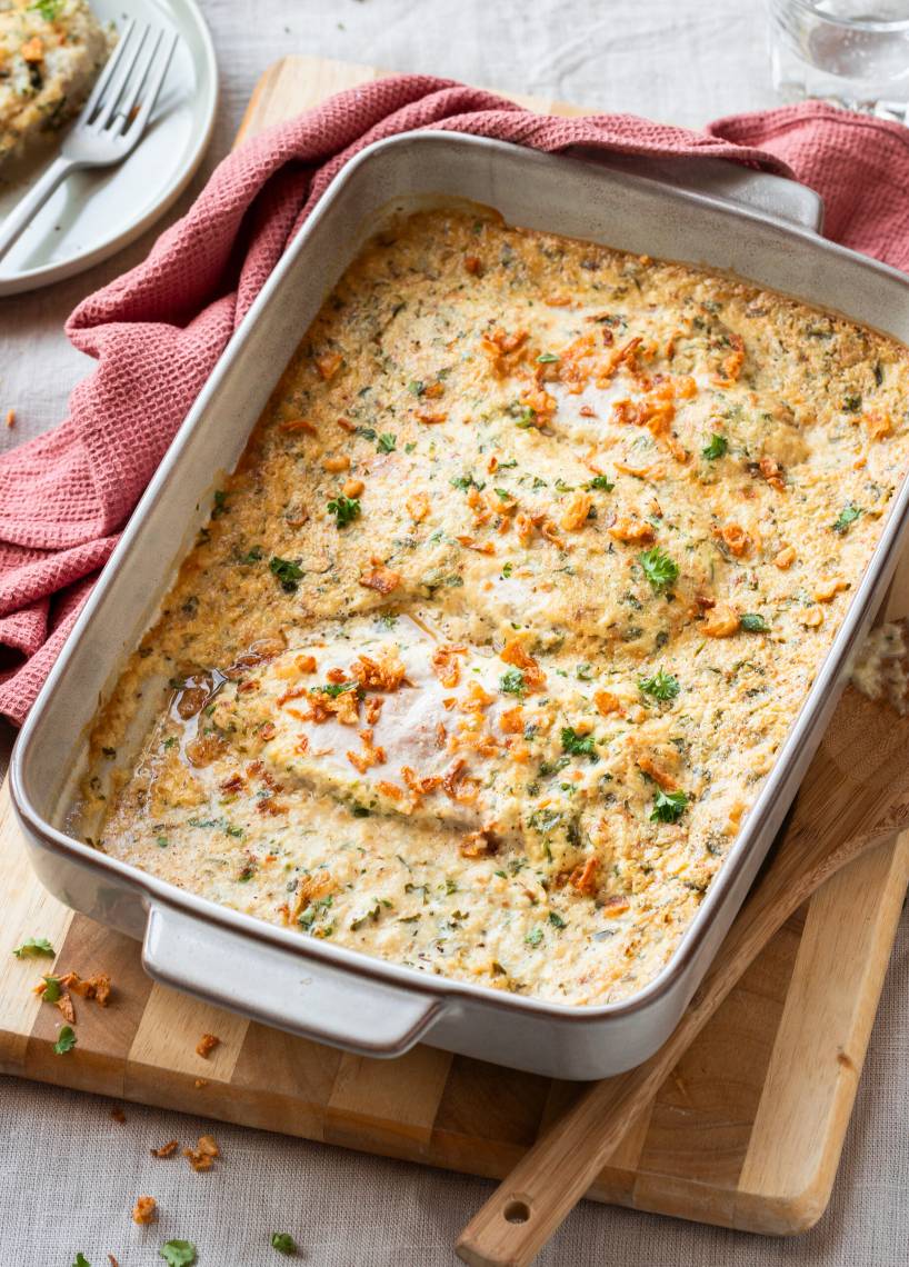 Schnelle Zwiebel-Sahne-Schnitzel aus dem Ofen