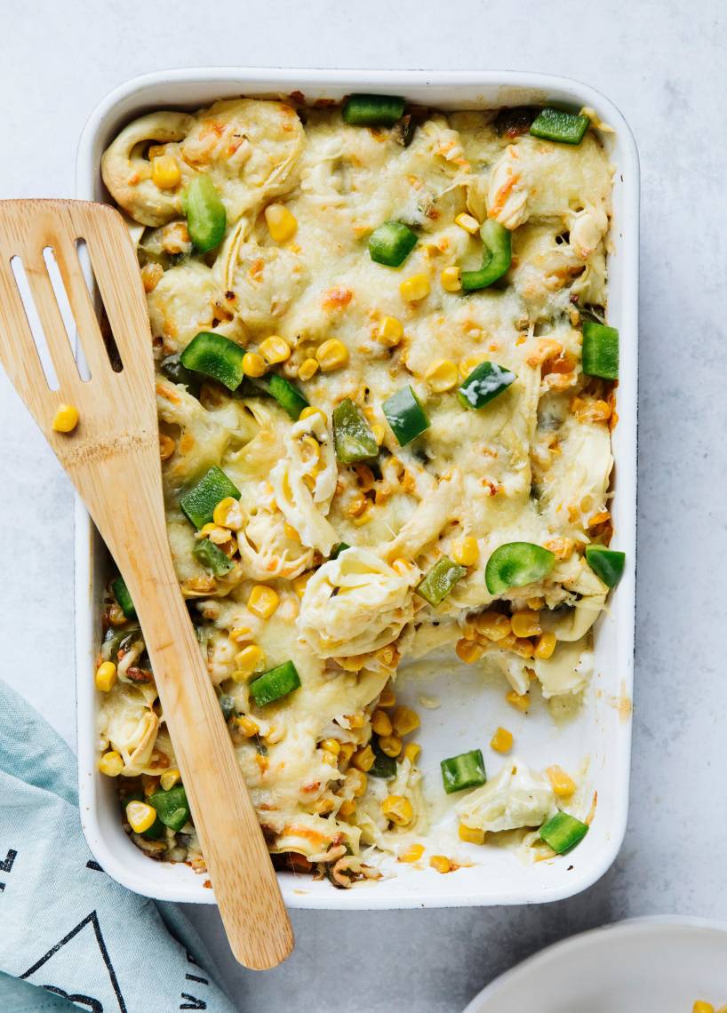 Tortelliniauflauf mit Mais und Paprika