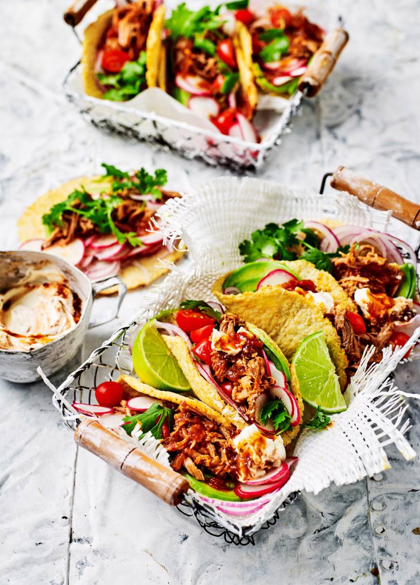 Blumenkohl-Tortillas mit Pulled Pork