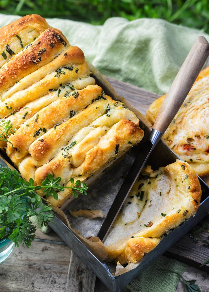 Fächerbrot mit Bärlauchpesto