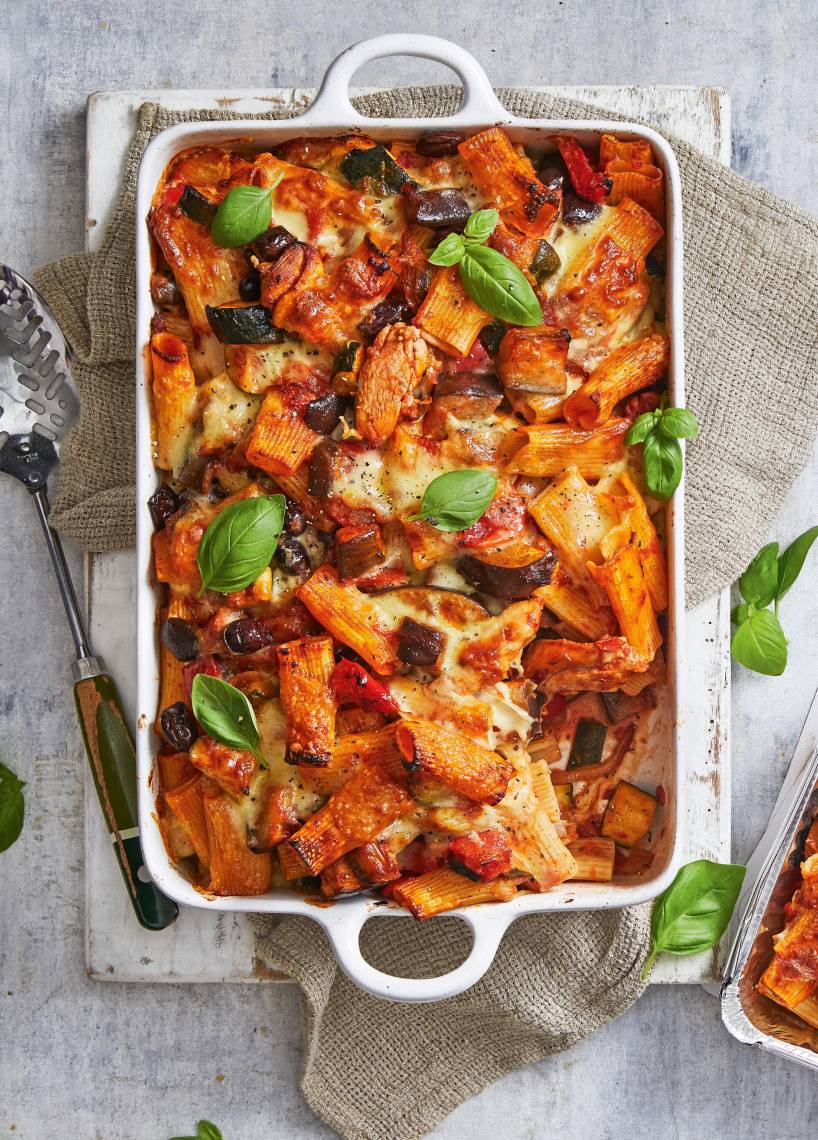 Nudelauflauf mit Hähnchen und Ratatouille