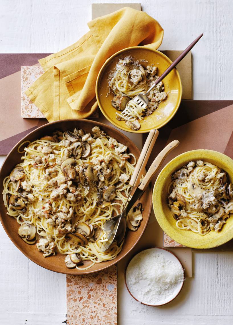 Schnelle Hähnchen-Pilz-Pasta