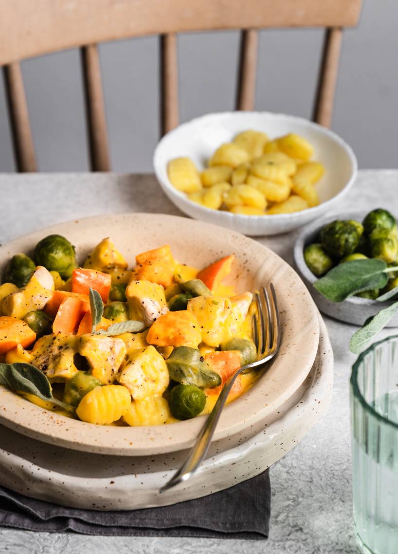 Hähnchen in Kürbis-Salbei-Rahm