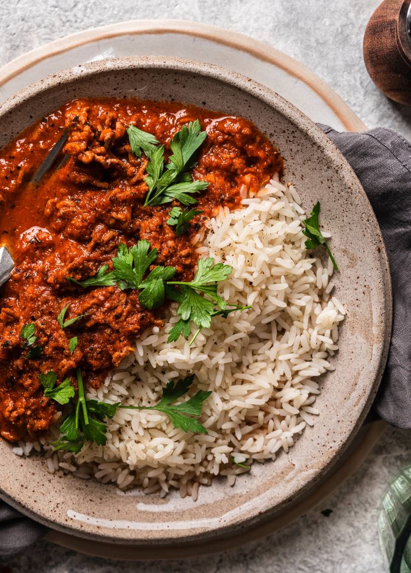 Reis mit Hackfleischsoße All in One – mal ganz anders!