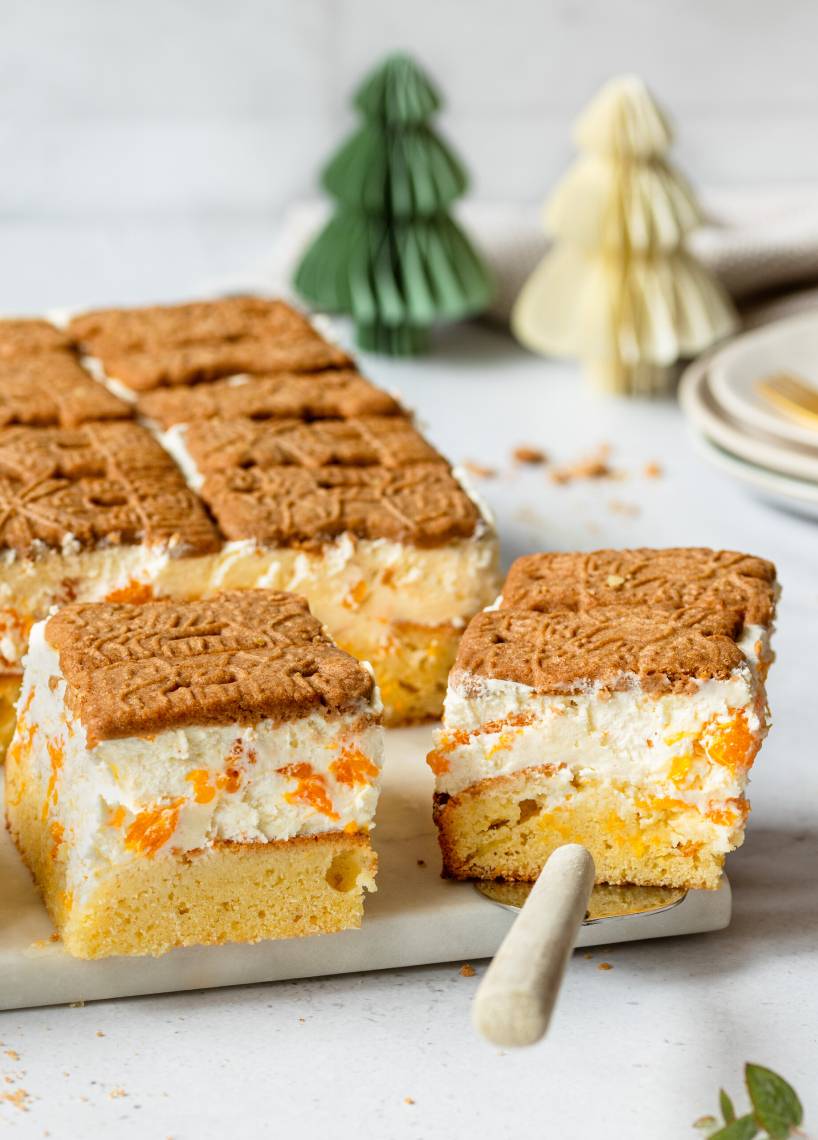 Spekulatiuskuchen mit Quark und Mandarinen