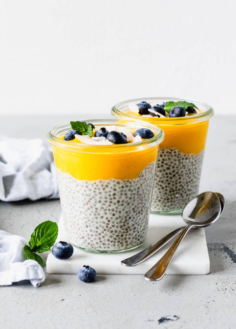 Chia Pudding mit Mangopüree