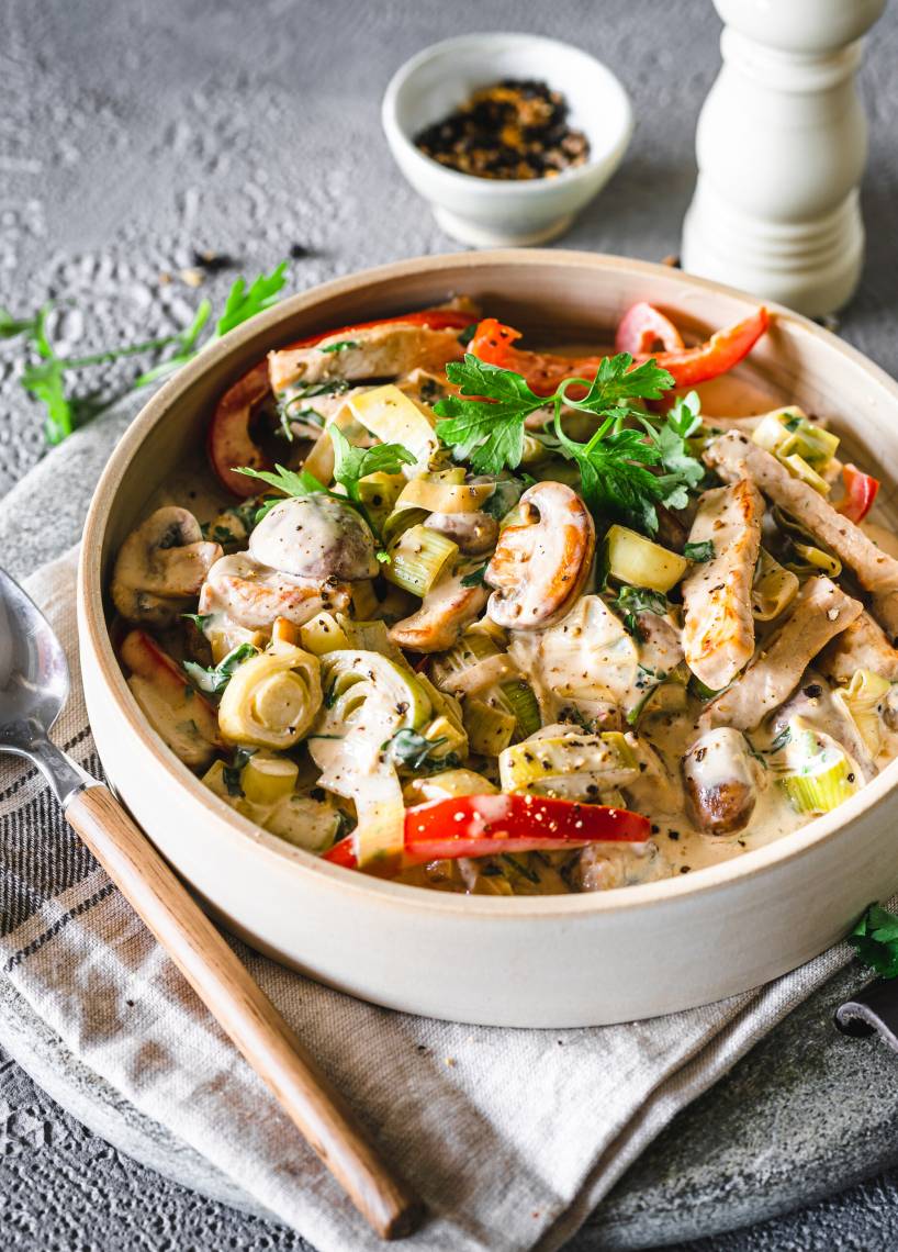 Schnelle Jägerpfanne mit Sahnesoße