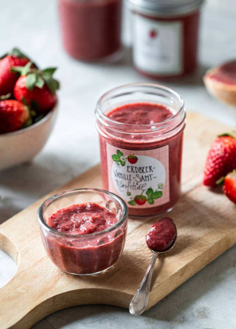 Erdbeer-Vanille-Samt Konfitüre ohne Gelierzucker
