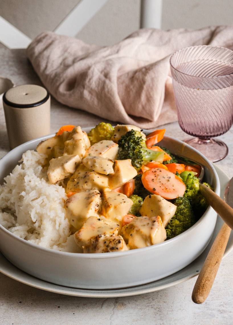 Hähnchen mit Käsesoße