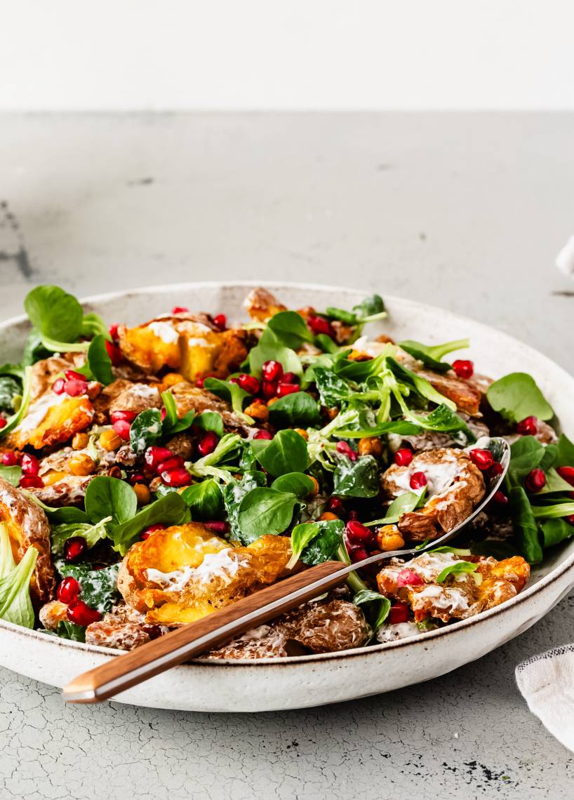 Smashed-Potatoes-Salat mit Kichererbsen