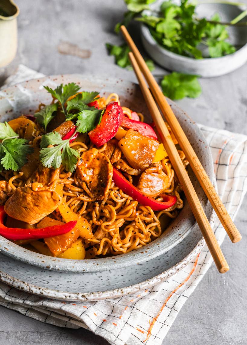 15-Minuten-Mie-Nudeln süßsauer