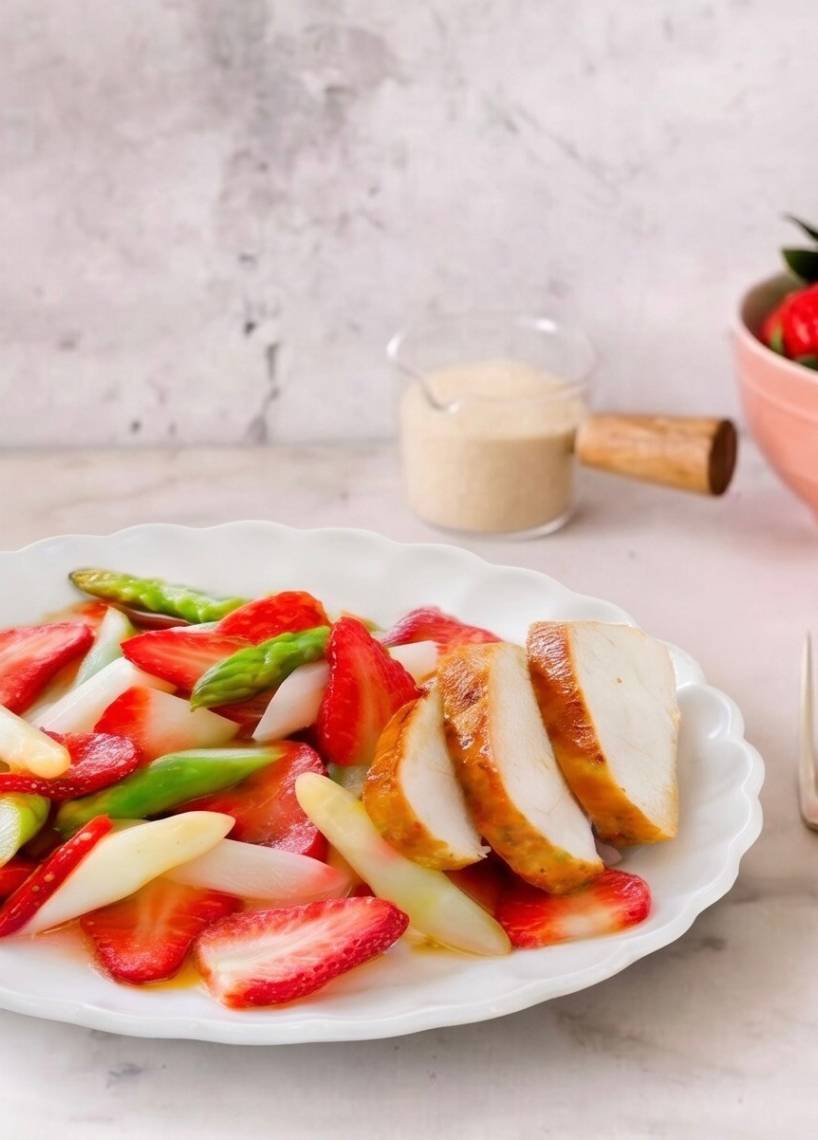 Erdbeer-Spargel-Salat mit Hähnchenbrust