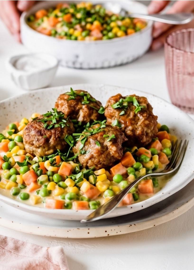 Frikadellen mit Rahmgemüse