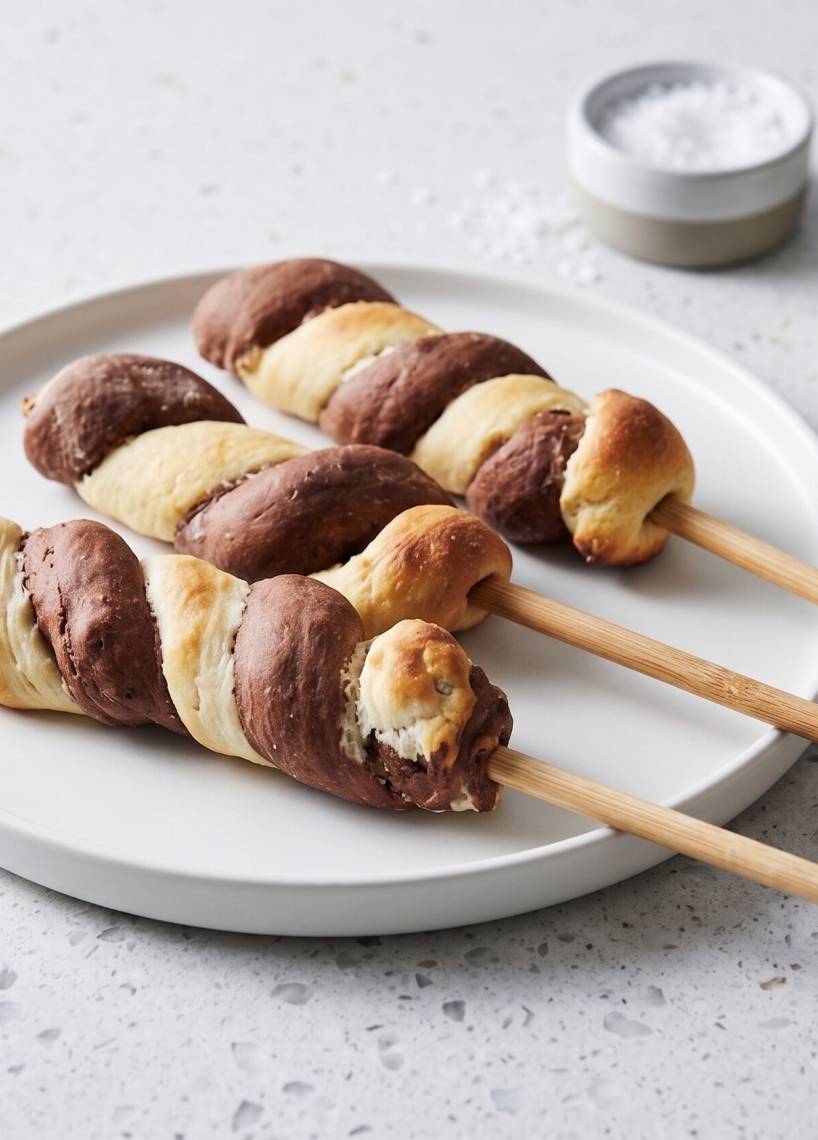 Süßes Stockbrot schwarz-weiß