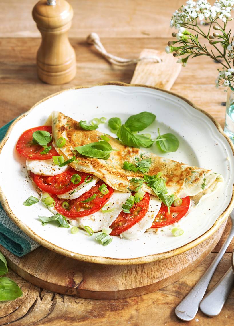 Vollkornpfannkuchen Tomate-Mozzarella