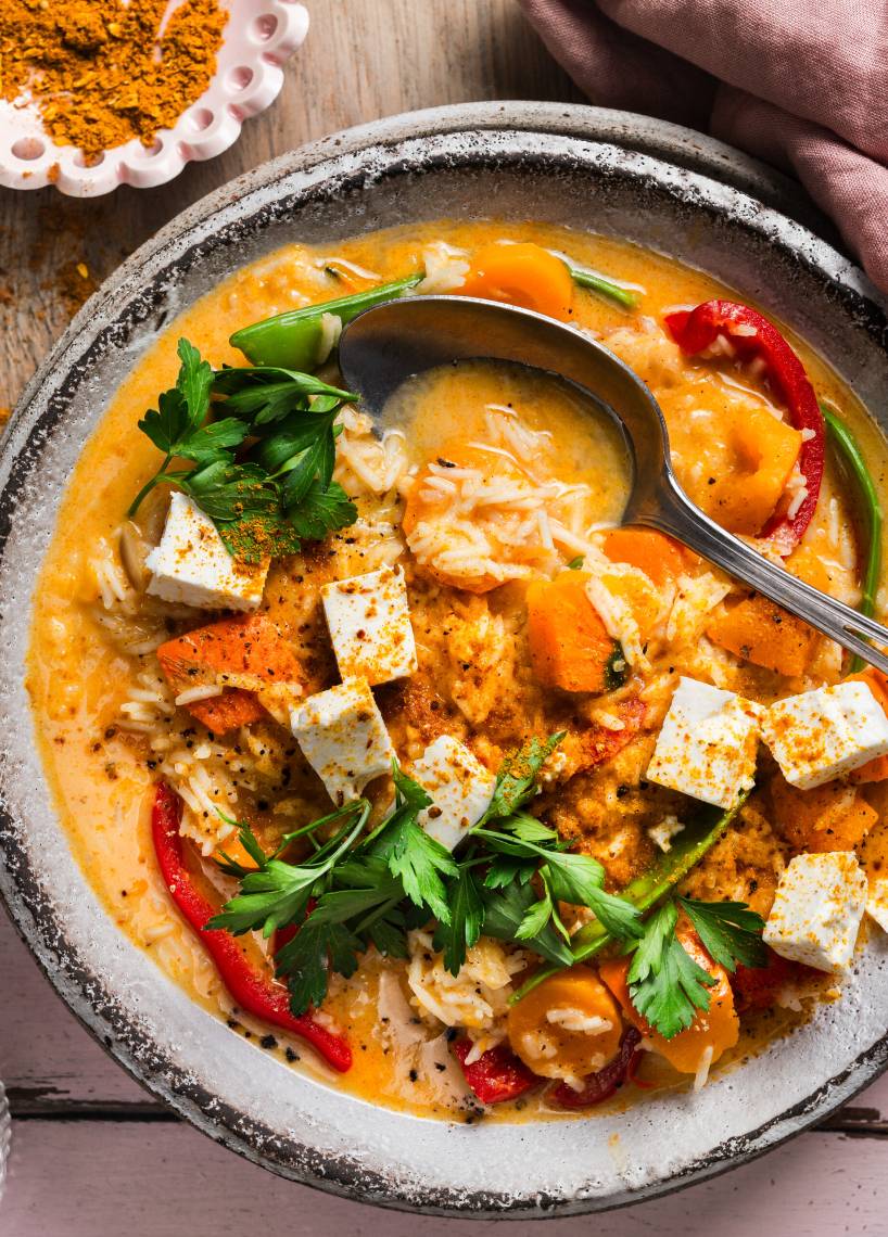 Curry-Reis-Topf mit Kürbis