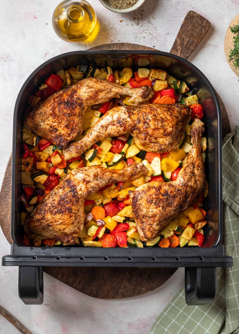 XXL-Hähnchen mit Gemüse im Airfryer
