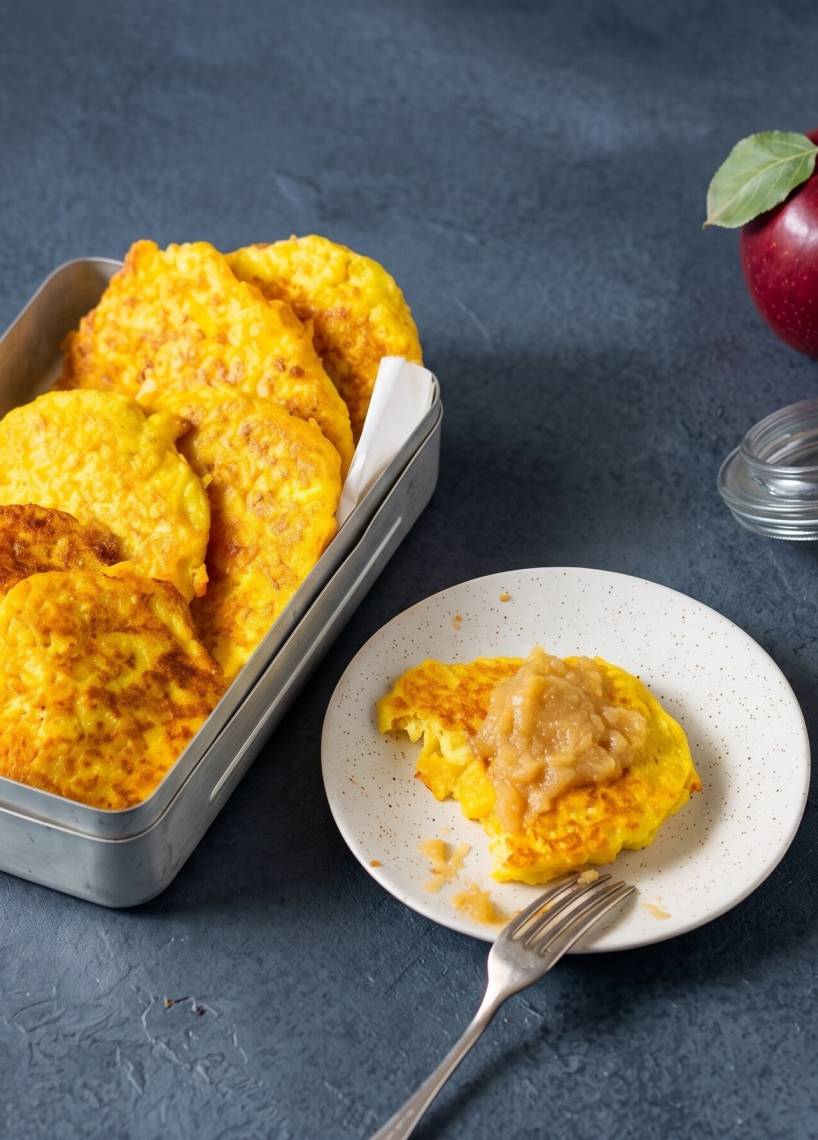 Kartoffel-Kürbis-Puffer mit gesundem Apfelmus