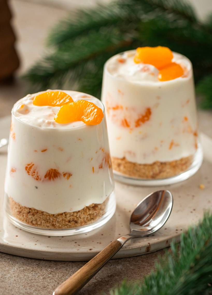 Käse-Sahne-Dessert mit Mandarinen