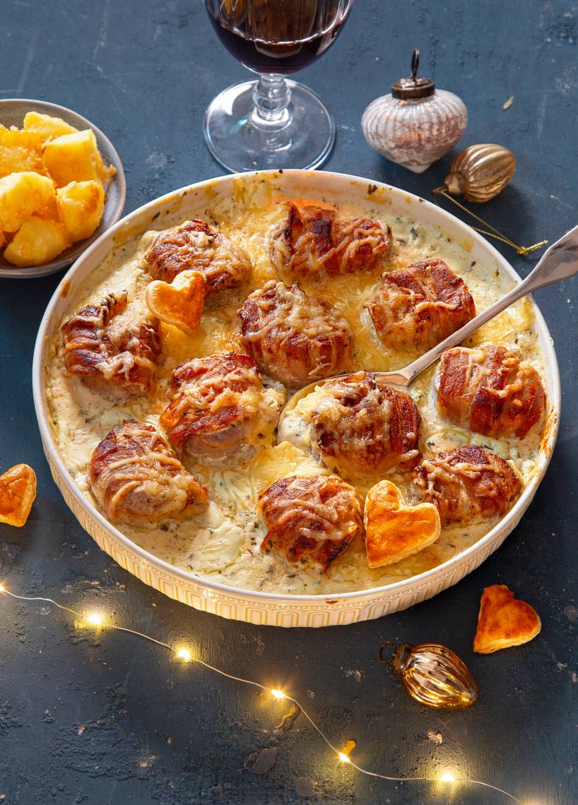 Schweinefilet mit Bressosoße und Parmesankartoffeln