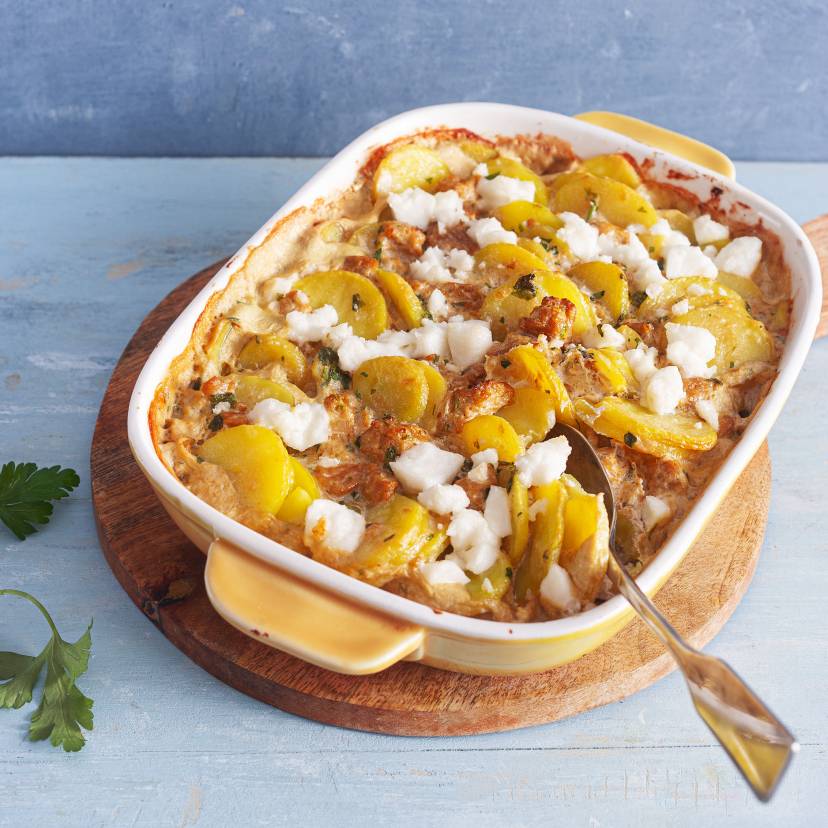 Hackfleisch-Schafskäse-Auflauf  mit Kartoffeln