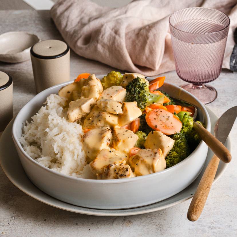 Hähnchen mit Käsesoße