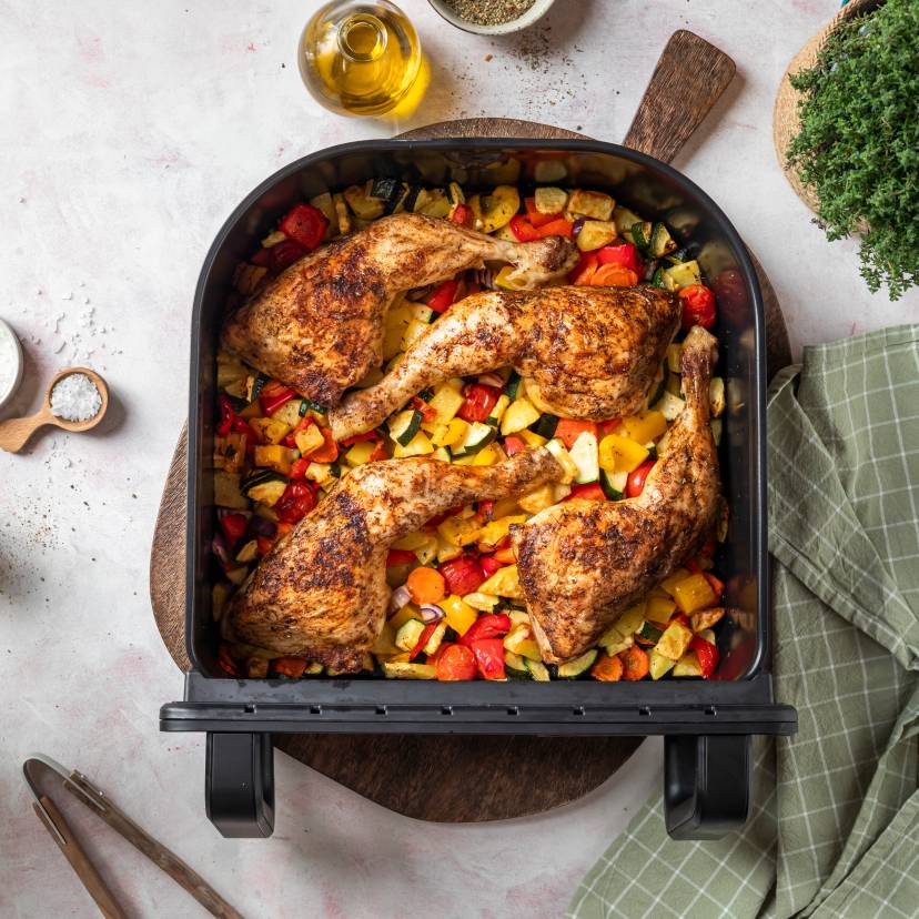 XXL-Hähnchen mit Gemüse im Airfryer