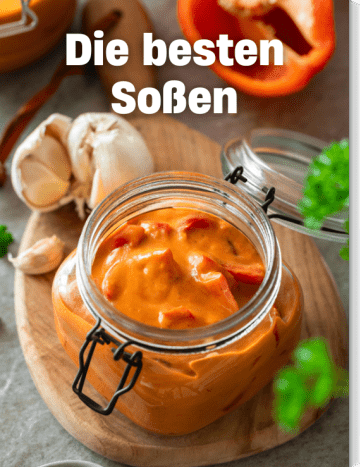 Vorratsglas mit orangener Soße