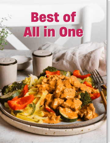 Schmandschnitzel mit Bandnudeln und Gemüse