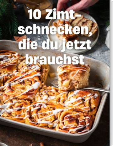 Zimtschnecken, die du jetzt brauchst. Foto: Zimtschnecken in Auflaufform